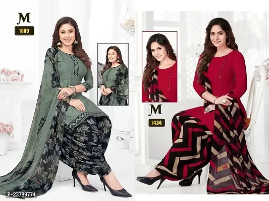 Beautiful Crepe Printed Dress Material with Dupatta Pack Of 2