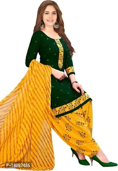 Beautiful Crepe Printed Unstitched Dress Material with Dupatta-thumb0