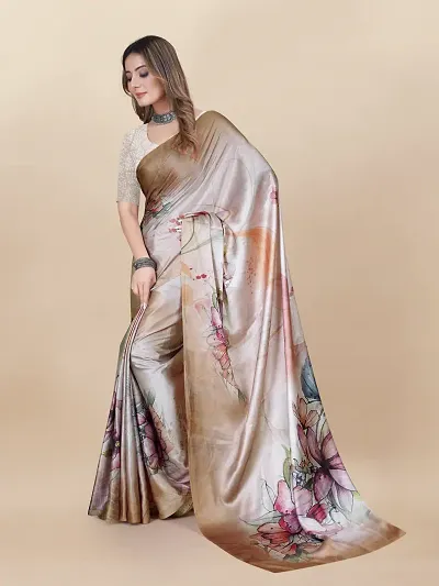 Glamorous Crepe Saree with Blouse piece 