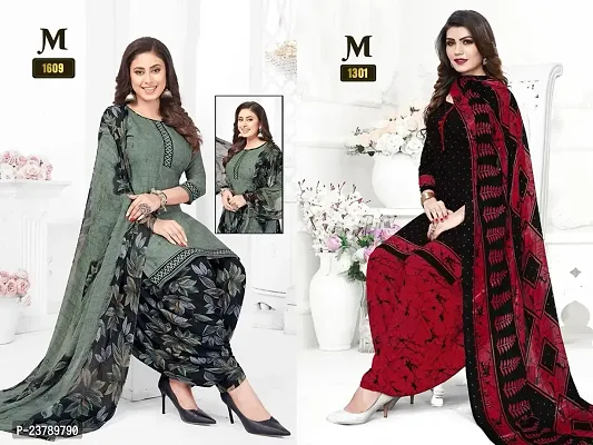 Beautiful Crepe Printed Dress Material with Dupatta Pack Of 2