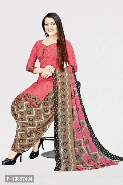 Beautiful Crepe Printed Unstitched Dress Material with Dupatta-thumb0