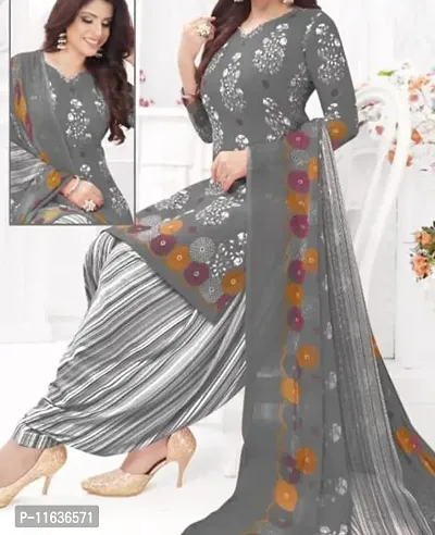 Beautiful Crepe Printed Dress Material with Dupatta-thumb0