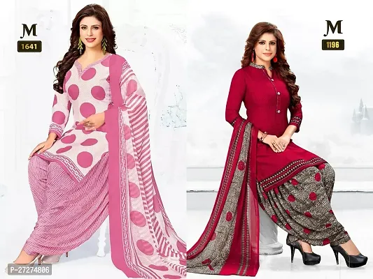 Beautiful Crepe Printed Dress Material with Dupatta Pack Of 2