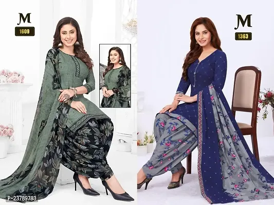 Beautiful Crepe Printed Dress Material with Dupatta Pack Of 2