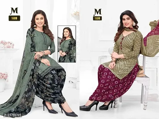 Beautiful Crepe Printed Dress Material with Dupatta Pack Of 2