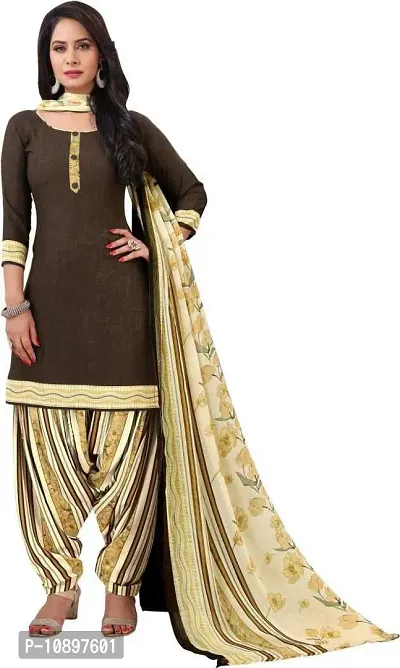 Beautiful Crepe Printed Unstitched Dress Material with Dupatta-thumb0