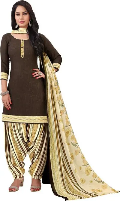 Beautiful Crepe Unstitched Dress Material with Dupatta