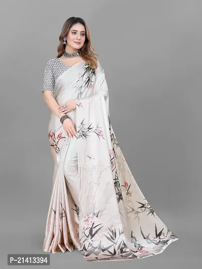 Stylish Crepe Multicoloured Digital Print Saree with Blouse piece