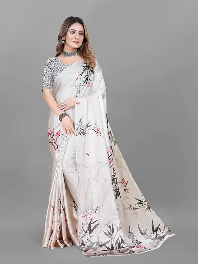 Stylish Crepe Digital Print Saree with Blouse piece