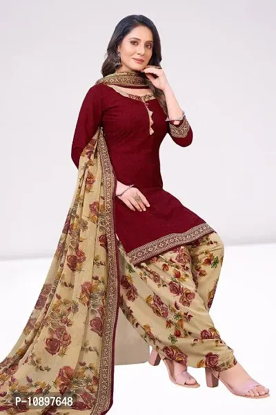 Beautiful Crepe Printed Unstitched Dress Material with Dupatta-thumb0