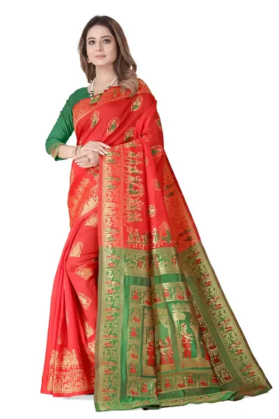 New In Art Silk Saree with Blouse piece 