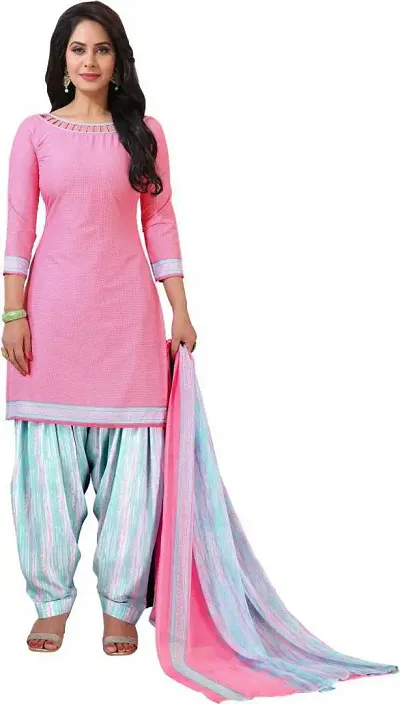 Rajnandini Women's Pink Crepe Printed Unstitched Salwar Suit Dress Material (Free Size_7081)