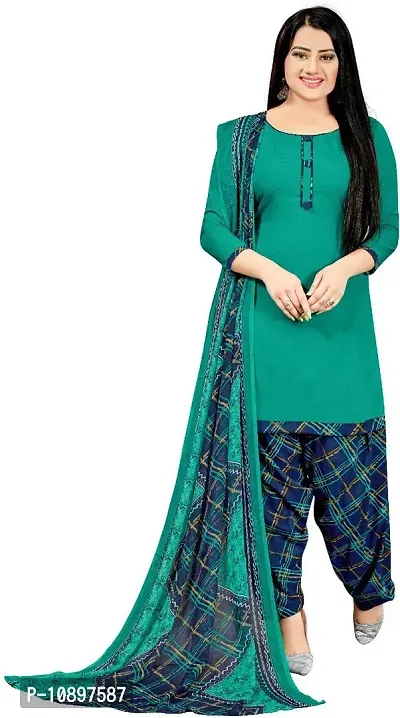 Beautiful Crepe Printed Unstitched Dress Material with Dupatta-thumb0