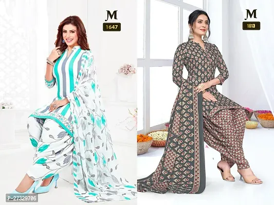 Beautiful Crepe Printed Dress Material with Dupatta Pack Of 2