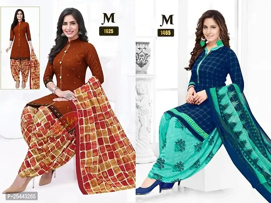 Beautiful Crepe Printed Dress Material with Dupatta Pack Of 2