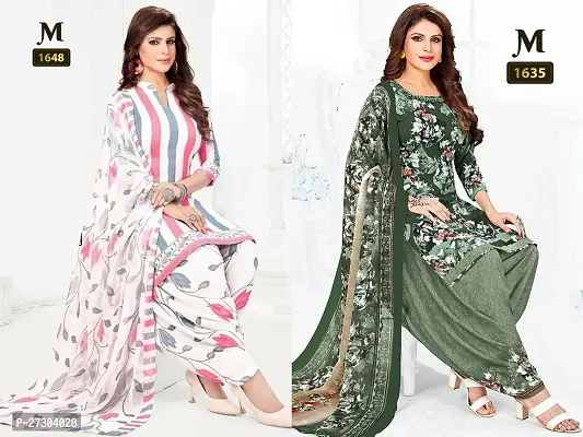 Beautiful Crepe Printed Dress Material with Dupatta Pack Of 2