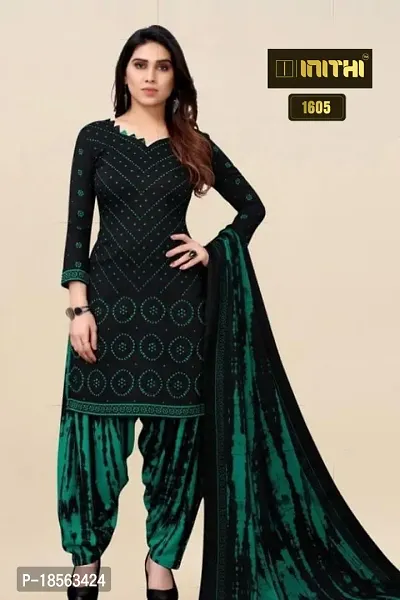 Beautiful Crepe Printed Dress Material with Dupatta