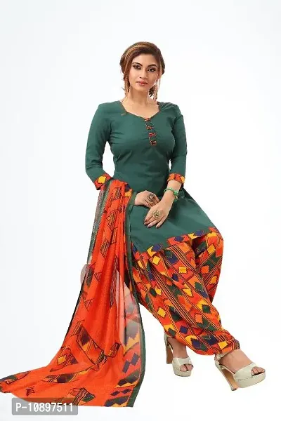 Beautiful Crepe Printed Unstitched Dress Material with Dupatta