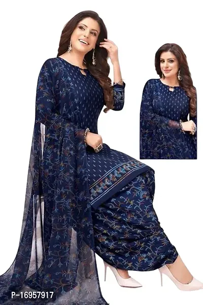 Beautiful American Crepe Printed Dress Material with Dupatta-thumb0