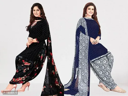 Beautiful American Crepe Printed Dress Material with Dupatta Pack Of 2