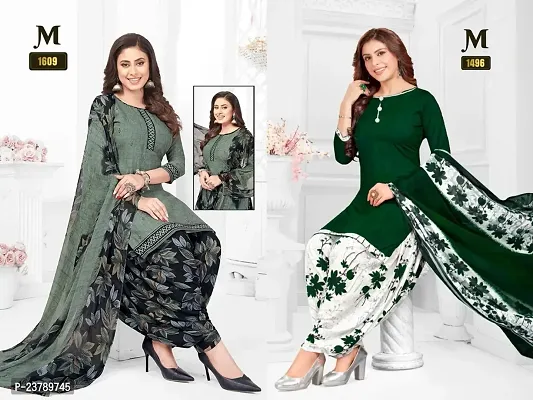 Beautiful Crepe Printed Dress Material with Dupatta Pack Of 2