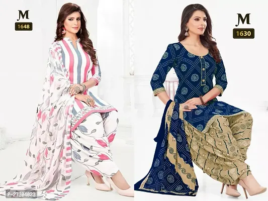 Beautiful Crepe Printed Dress Material with Dupatta Pack Of 2