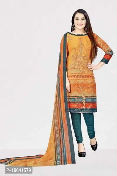 Beautiful Crepe Printed Dress Material with Dupatta-thumb0