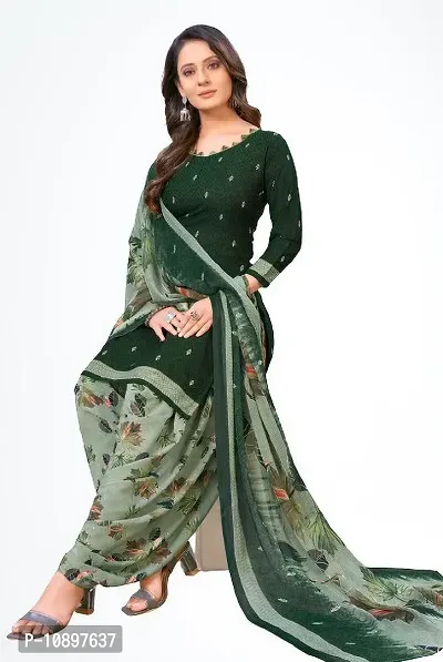 Beautiful Crepe Printed Unstitched Dress Material with Dupatta-thumb0