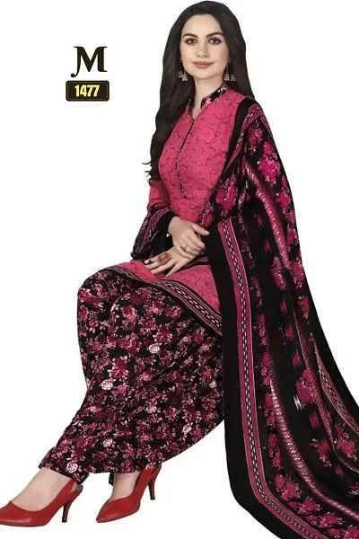 Beautiful Crepe Printed Dress Material with Dupatta