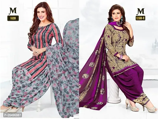 Beautiful Crepe Printed Dress Material with Dupatta Pack Of 2