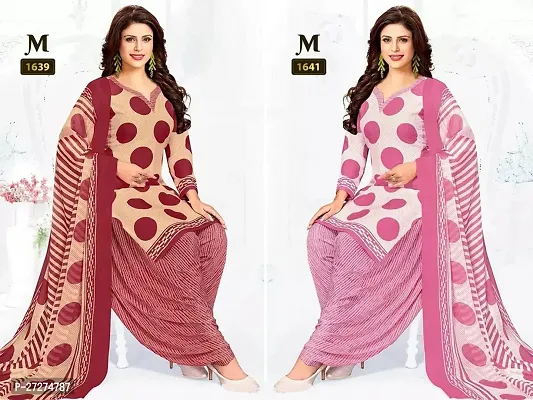 Beautiful Crepe Printed Dress Material with Dupatta Pack Of 2