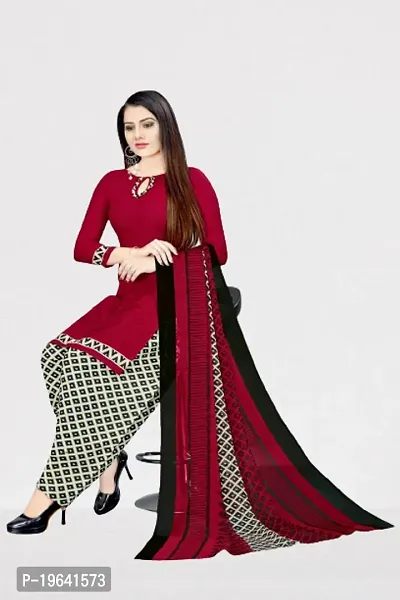 Beautiful Crepe Printed Dress Material with Dupatta-thumb0