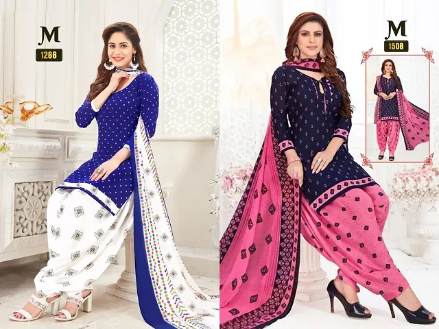 Beautiful Crepe Dress Material with Dupatta Pack of 2