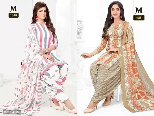 Beautiful Crepe Printed Dress Material with Dupatta Pack Of 2