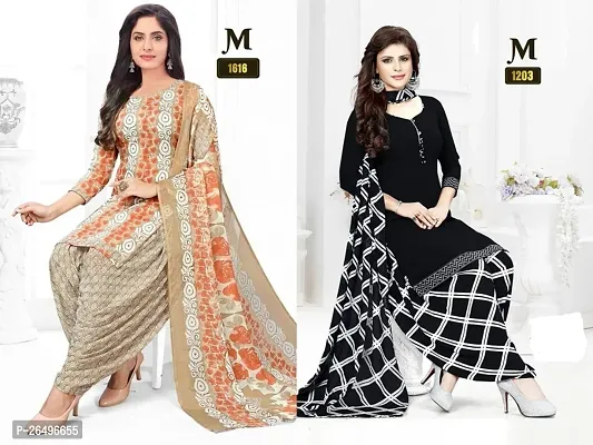 Beautiful Crepe Printed Dress Material with Dupatta Pack Of 2