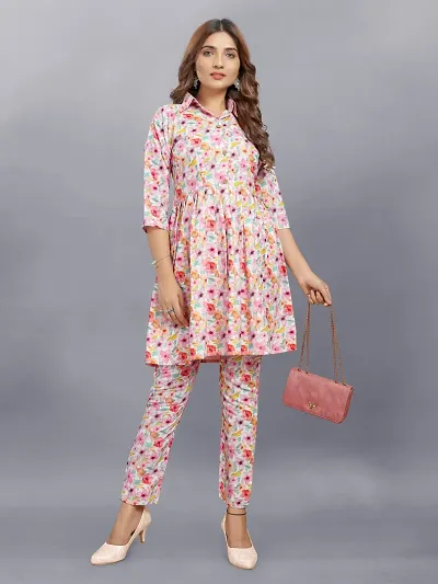 Stylish Viscose Rayon Printed Kurta Bottom Set