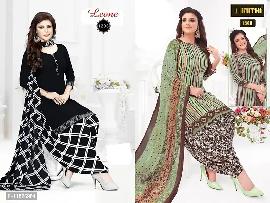 Beautiful American Crepe Printed Dress Material with Dupatta Pack Of 2