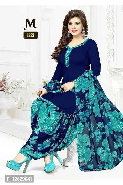 Beautiful Crepe Printed Dress Material with Dupatta-thumb0