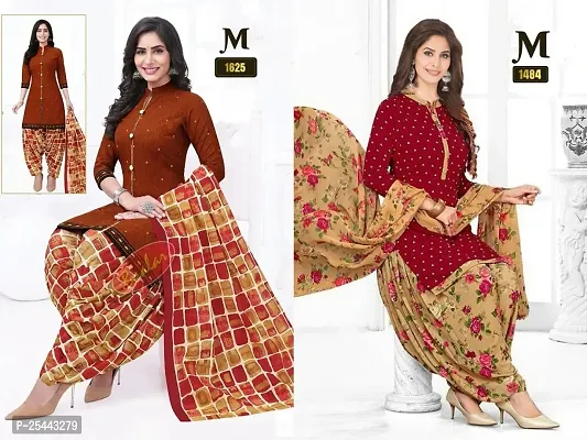 Beautiful Crepe Printed Dress Material with Dupatta Pack Of 2