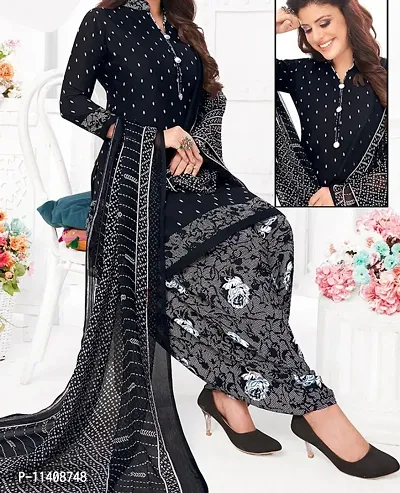 Beautiful American Crepe Printed Dress Material with Dupatta-thumb0