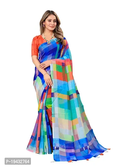 Casual Wear Printed Linen Saree For Women And Girls
