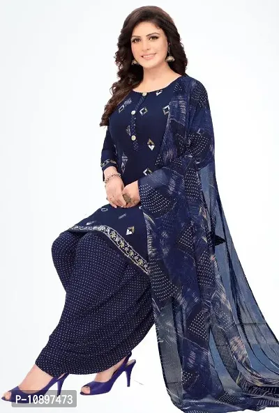 Beautiful Crepe Printed Unstitched Dress Material with Dupatta-thumb0