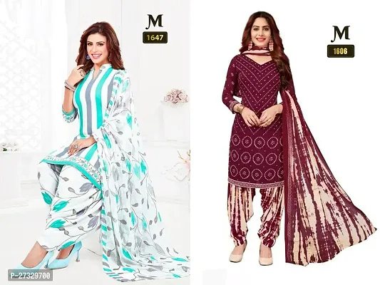 Beautiful Crepe Printed Dress Material with Dupatta Pack Of 2