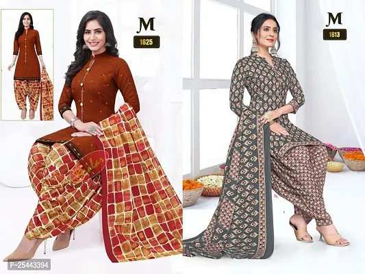 Beautiful Crepe Printed Dress Material with Dupatta Pack Of 2