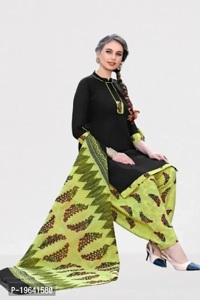 Beautiful Crepe Printed Dress Material with Dupatta-thumb0