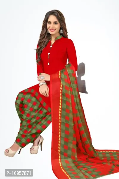 Beautiful American Crepe Printed Dress Material with Dupatta-thumb0