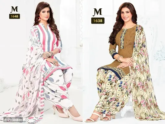 Beautiful Crepe Printed Dress Material with Dupatta Pack Of 2