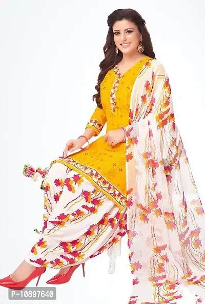 Beautiful Crepe Printed Unstitched Dress Material with Dupatta