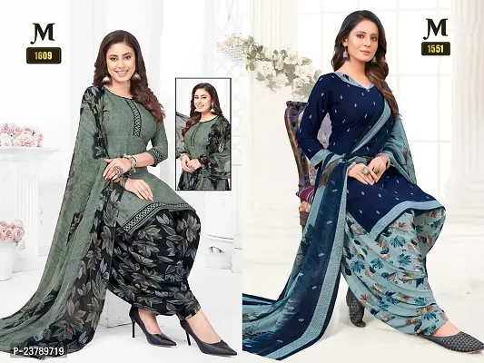 Beautiful Crepe Printed Dress Material with Dupatta Pack Of 2