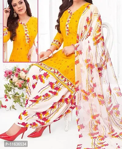 Beautiful Crepe Printed Dress Material with Dupatta-thumb0